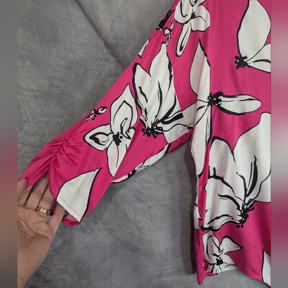 Tribal Blsize XL Butterfly Print With Knotted Waist And Short Bodice Hot Pink - Picture 3 of 10
